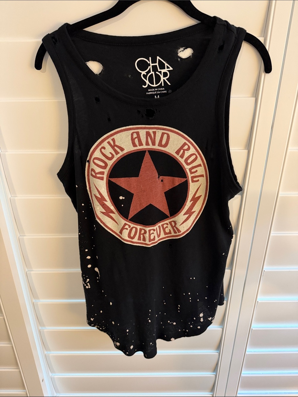 Chaser Kids Black Tank Top with Red Rock & Roll Graphic